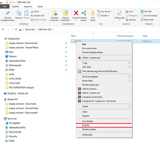 Makeblock mTiny ketta system kausta kustutamine