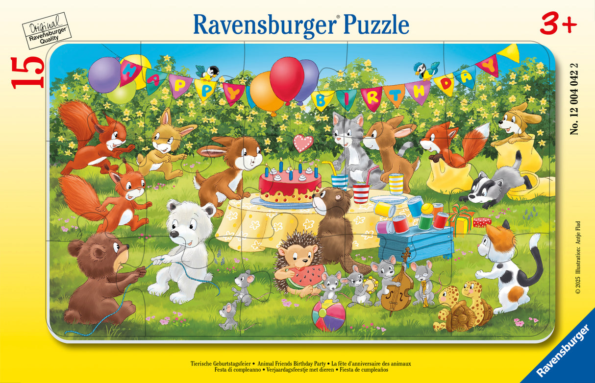 Ravensburger plaatpusle 15 tk: loomade sünnipäev 12004042V