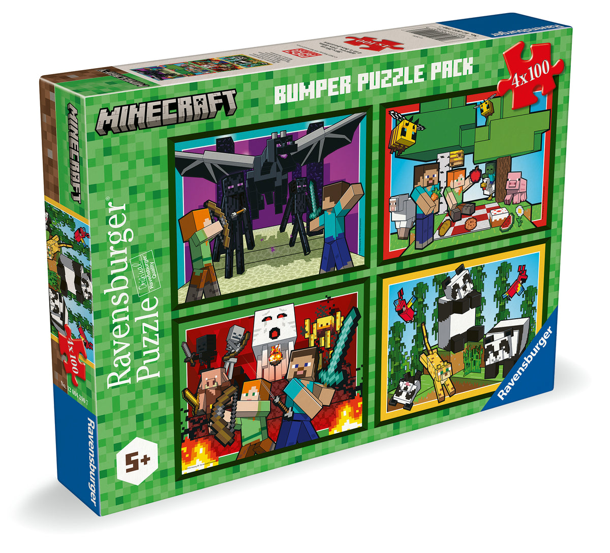 Ravensburger pusle 4x100 tk : Minecraft 12004290V