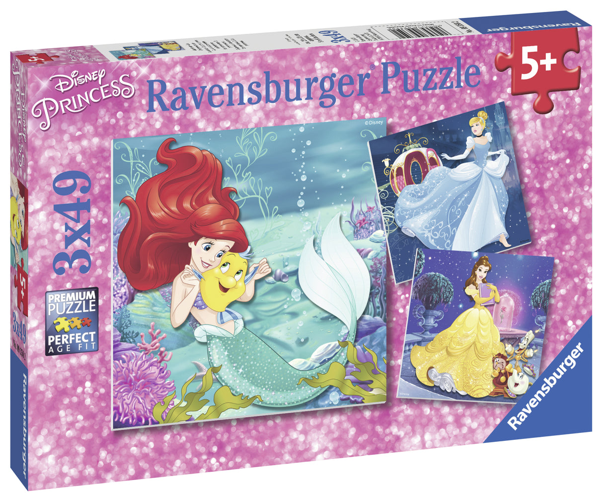 Ravensburger pusle 3x49 tk Printsessid Ariel, Tuhkatriinu ja Belle
093502V