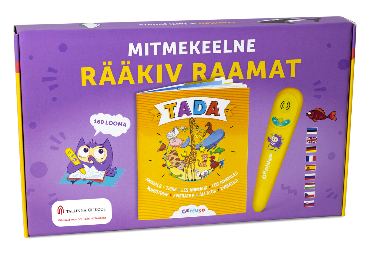 Geniuso TADA rääkiva raamatu stardikomplekt: pliiats ja loomade teema 045147G