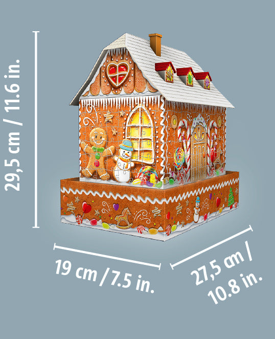 Ravensburger 3D pimedas helendav pusle Piparkoogimaja 112371V