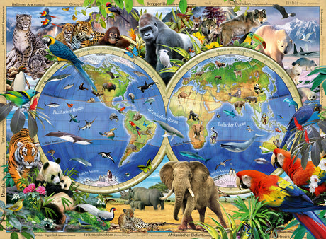 Ravensburger pusle 100 tk Maailmaloomad 105403V