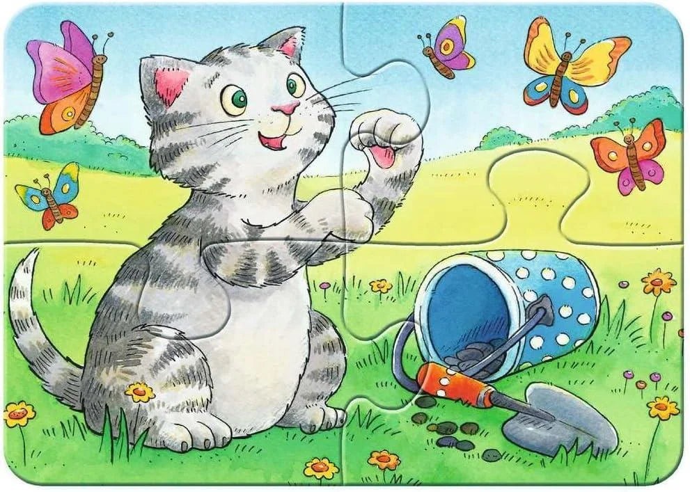 Ravensburger minu esimene pusle 2-4-6-8 tk Koer, kass, kilpkonn ja jänku
 069514V