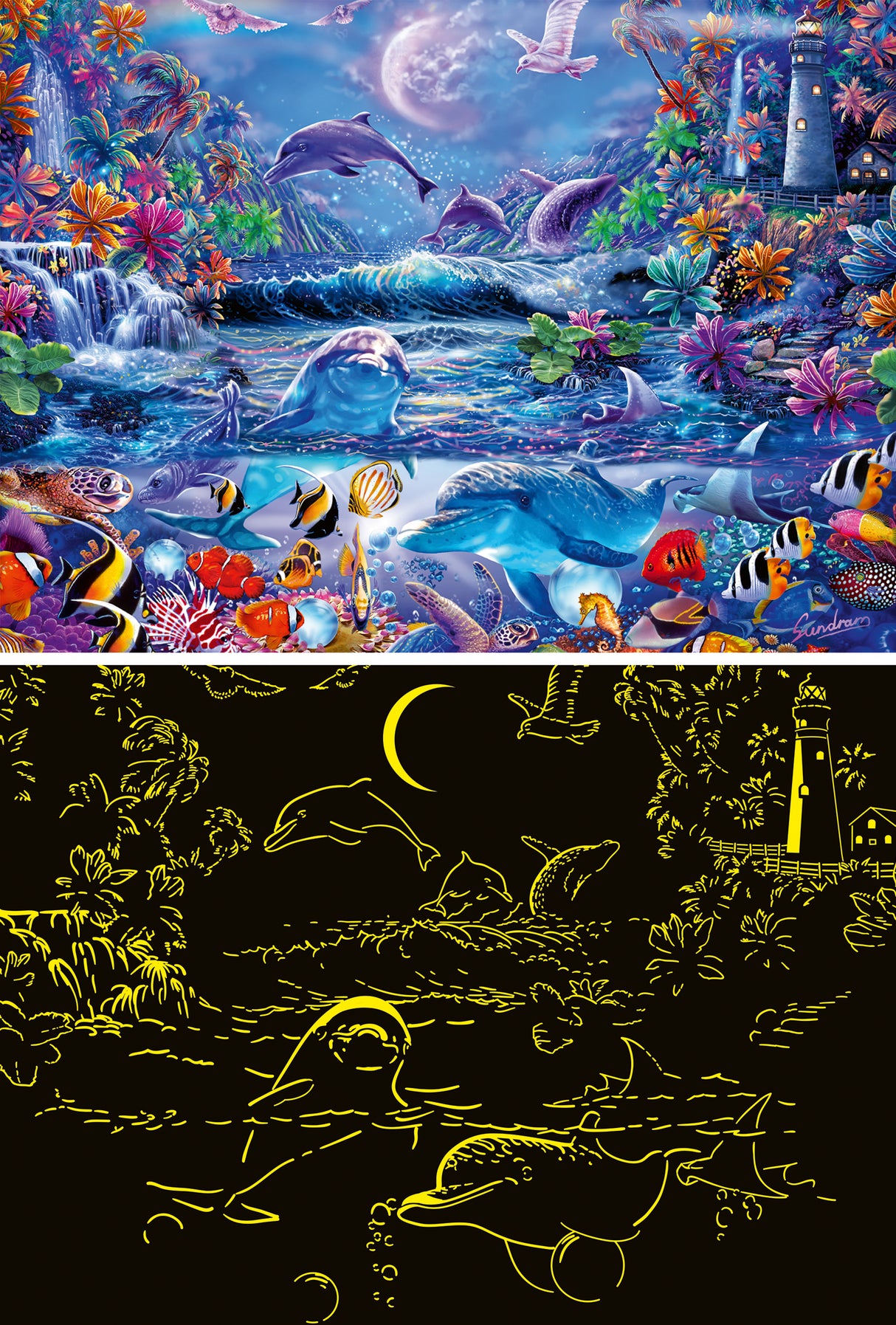 Ravensburger pimedas helendav pusle 500 tk: kuuvalguse maagia 12000478V