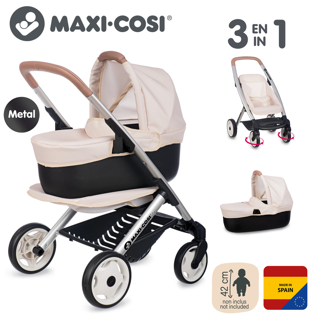 Smoby Maxi-Cosi  kolm-ühes nukuvankri komplekt  – beež 253122S