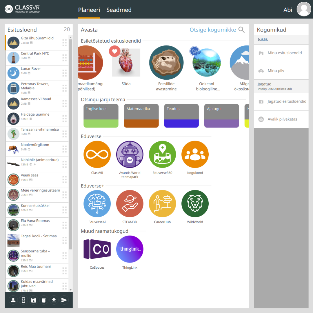 ClassVR portaali ja Eduverse Plus 1 aasta litsents EVRP-SAP-1YR