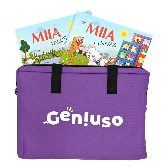 Geniuso MIIA rääkivad raamatud "Talus", "Linnas" ja kandekott 045208G
