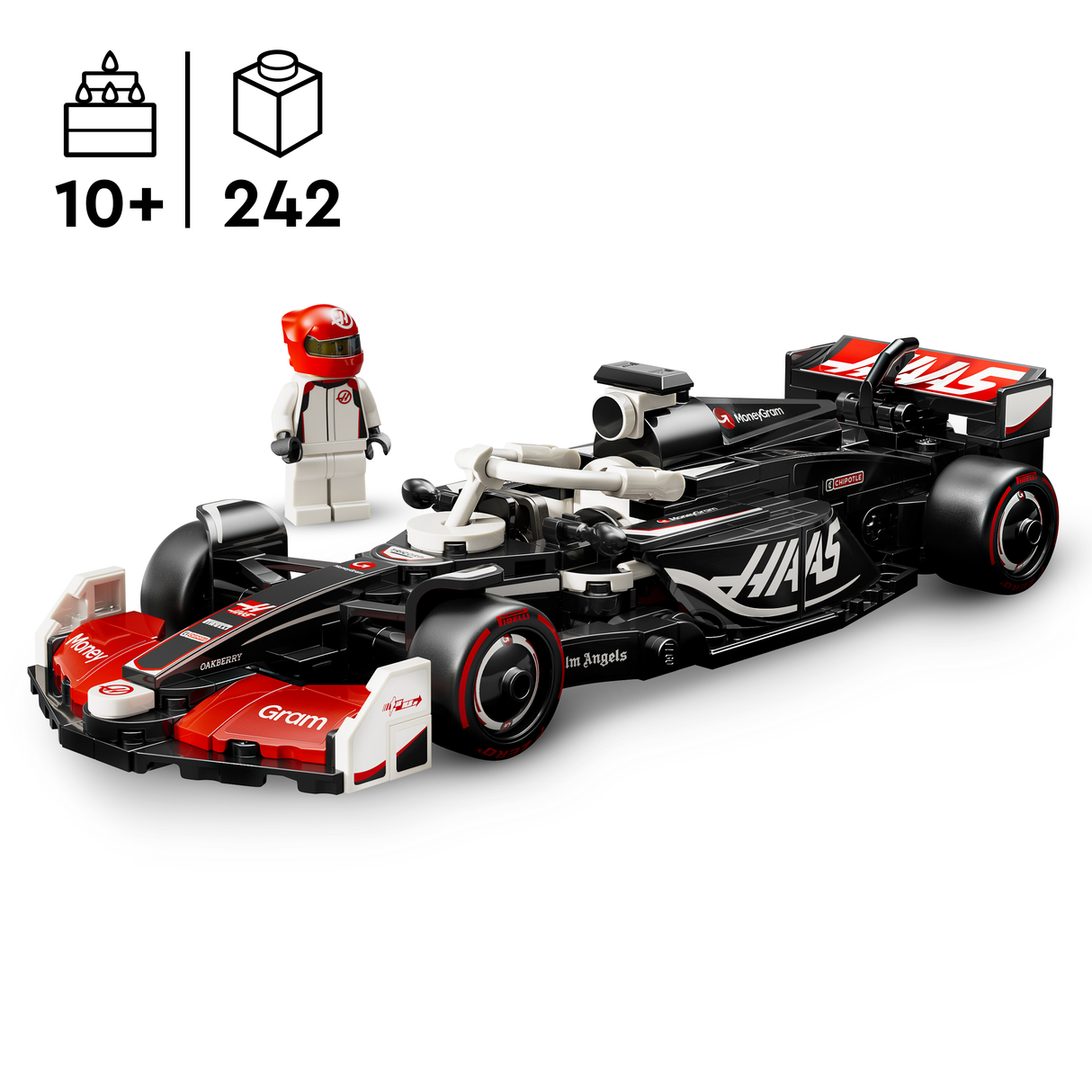 LEGO Speed Champions Moneygram HAAS F1 Team VF-24 võidusõiduauto 77250L